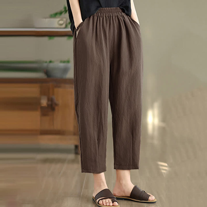 Buddha Stones Summer Casual Solid Women's Tapered Pants With Pockets - image 7