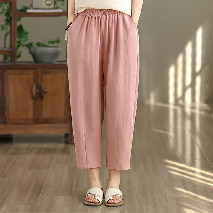 Buddha Stones Summer Casual Solid Women's Tapered Pants With Pockets - image 20