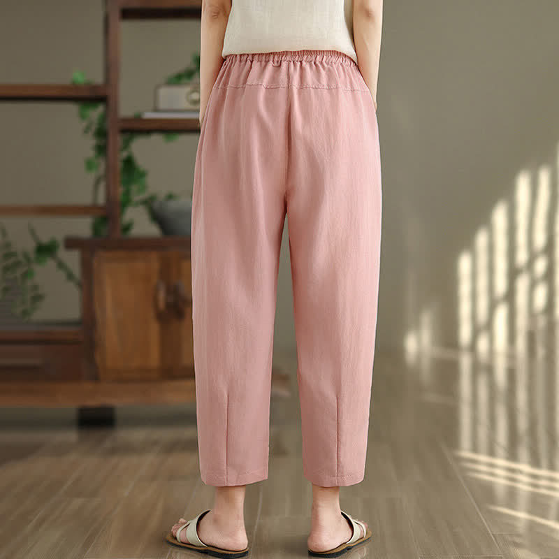 Buddha Stones Summer Casual Solid Women's Tapered Pants With Pockets - image 17