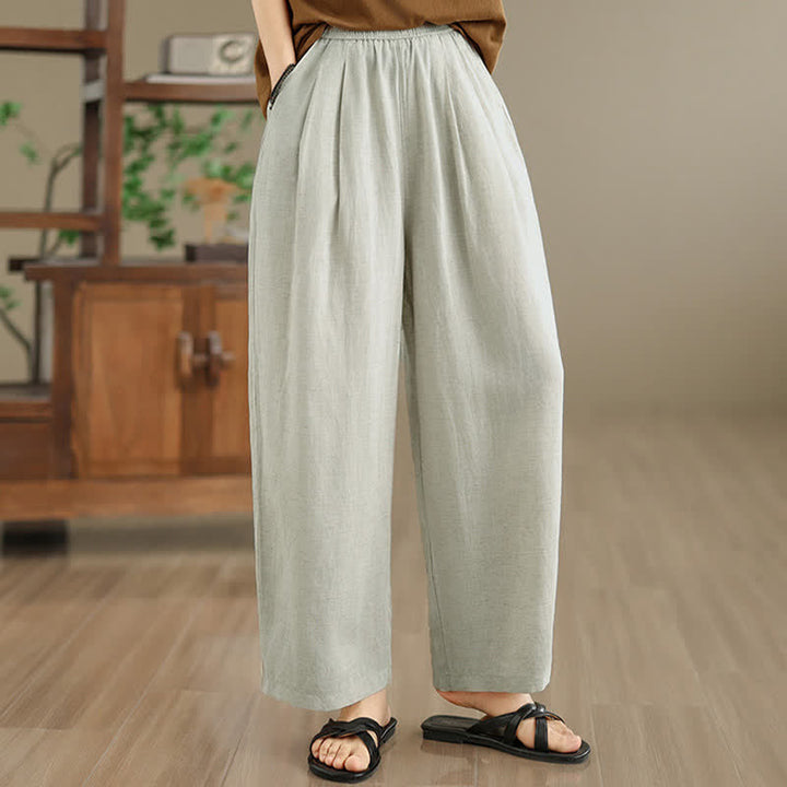 Buddha Stones Summer Minimalist Pleated Solid Women's Harem Pants With Pockets - image 18