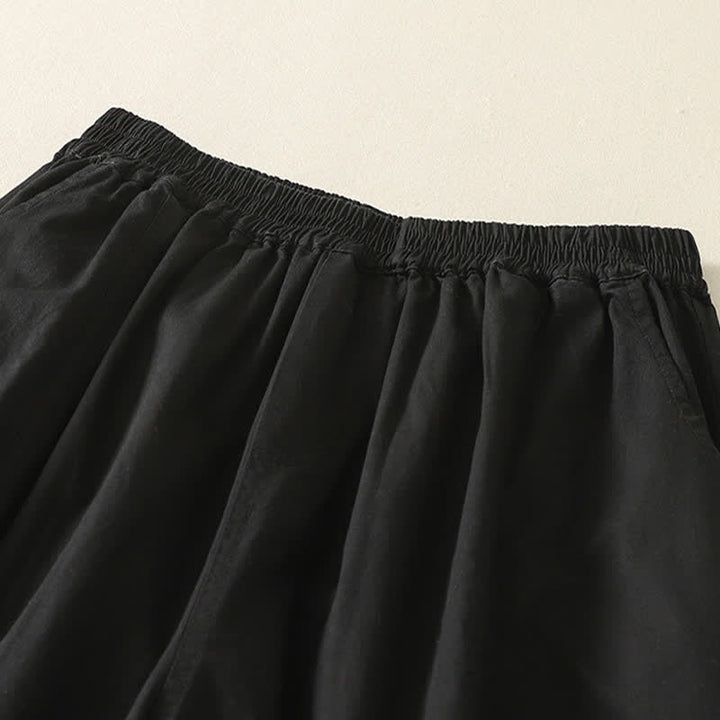 Buddha Stones Summer Casual Elastic Waist Solid Women's Tapered Pants With Pockets - image 8