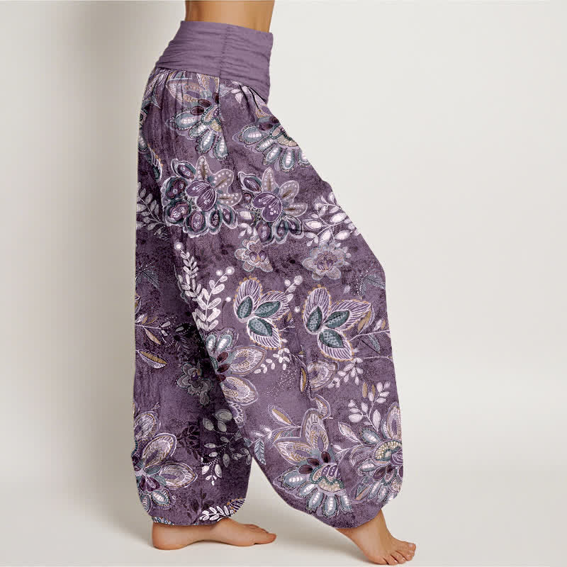 Buddha Stones Pure Cotton Bohemian Floral Leaf Pattern Women's Elastic Waist Harem Pants - image 7
