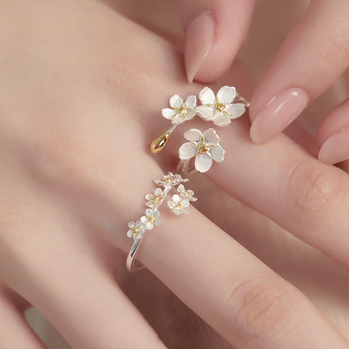 Buddha Stones 925 Sterling Silver Iris Flower Design Protection Adjustable Ring - image 4
