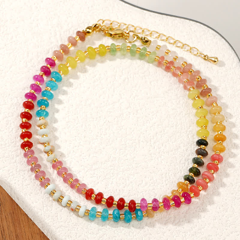 Buddha Stones Natural Aquamarine Clear Quartz Topaz Gradient Bead Healing Necklace - image 4
