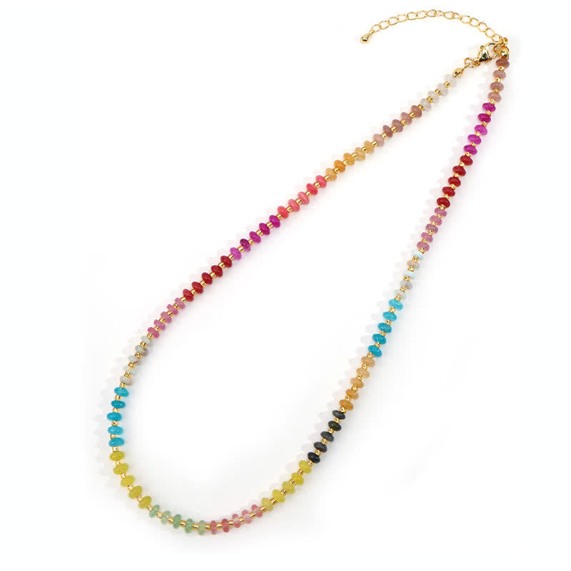Buddha Stones Natural Aquamarine Clear Quartz Topaz Gradient Bead Healing Necklace - Mixed Color Beads - image 3