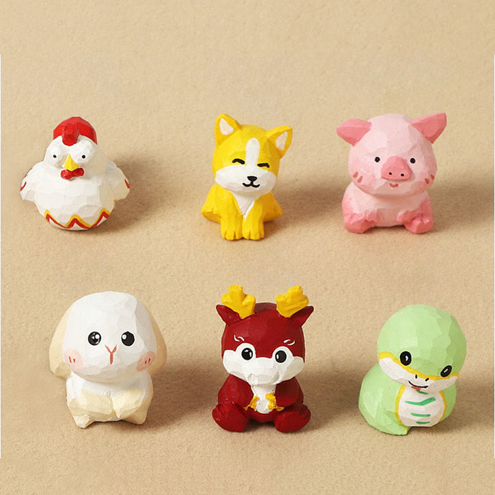 Buddha Stones Mini Small Chinese Zodiac Linden Wood Engraved Positive Home Decoration 4cm - image 1