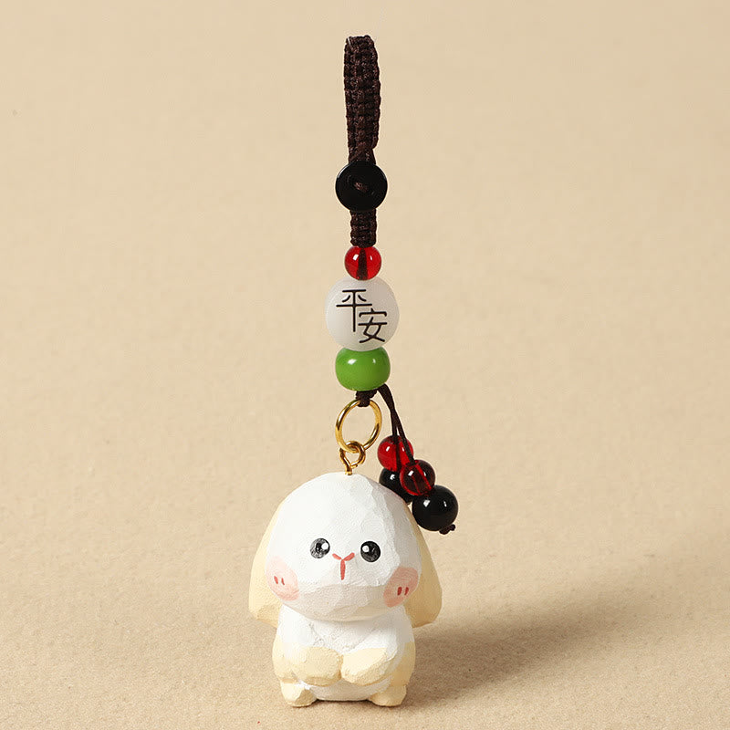 Buddha Stones Chinese Zodiac Linden Wood Engraved Plum Blossom Peace Safe Om Mani Padme Hum Positive Key Chain - Rabbit 4cm(Color Shape and Size May vary) - Peace & Safe - image 18
