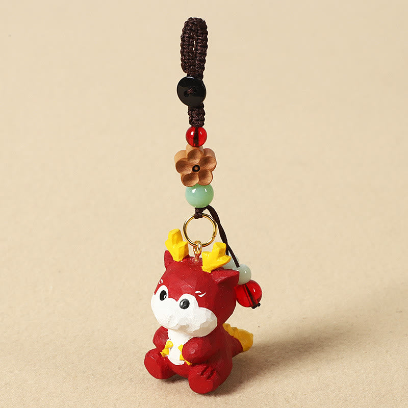 Buddha Stones Chinese Zodiac Linden Wood Engraved Plum Blossom Peace Safe Om Mani Padme Hum Positive Key Chain - Dragon 4cm(Color Shape and Size May vary) - Plum Blossom - image 20