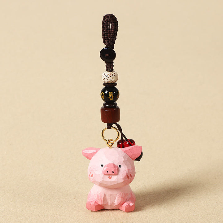 Buddha Stones Chinese Zodiac Linden Wood Engraved Plum Blossom Peace Safe Om Mani Padme Hum Positive Key Chain - Pig 4cm(Color Shape and Size May vary) - Om Mani Padme Hum - image 38