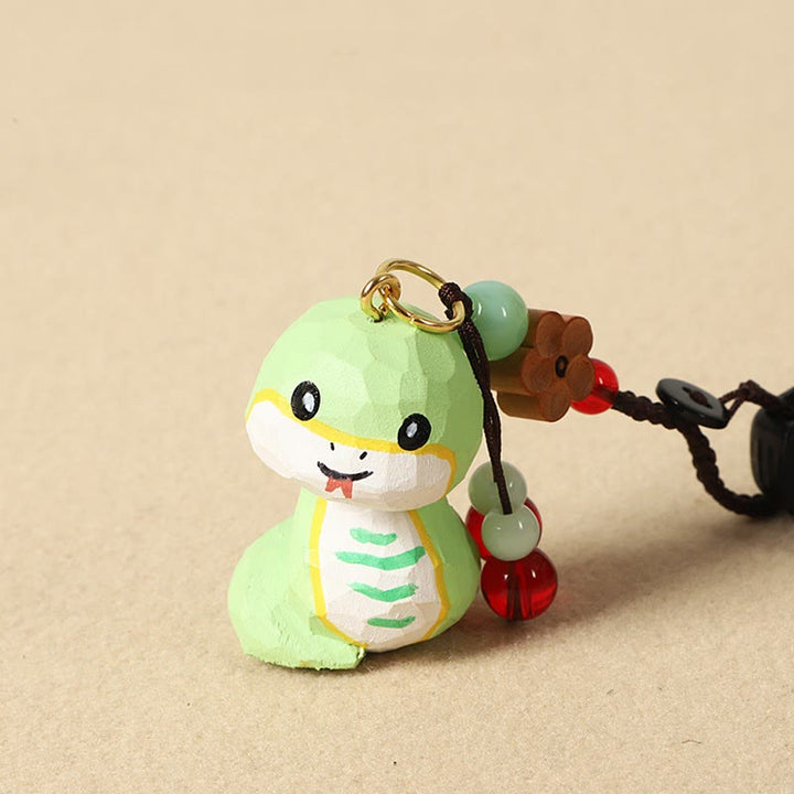 Buddha Stones Chinese Zodiac Linden Wood Engraved Plum Blossom Peace Safe Om Mani Padme Hum Positive Key Chain - image 24