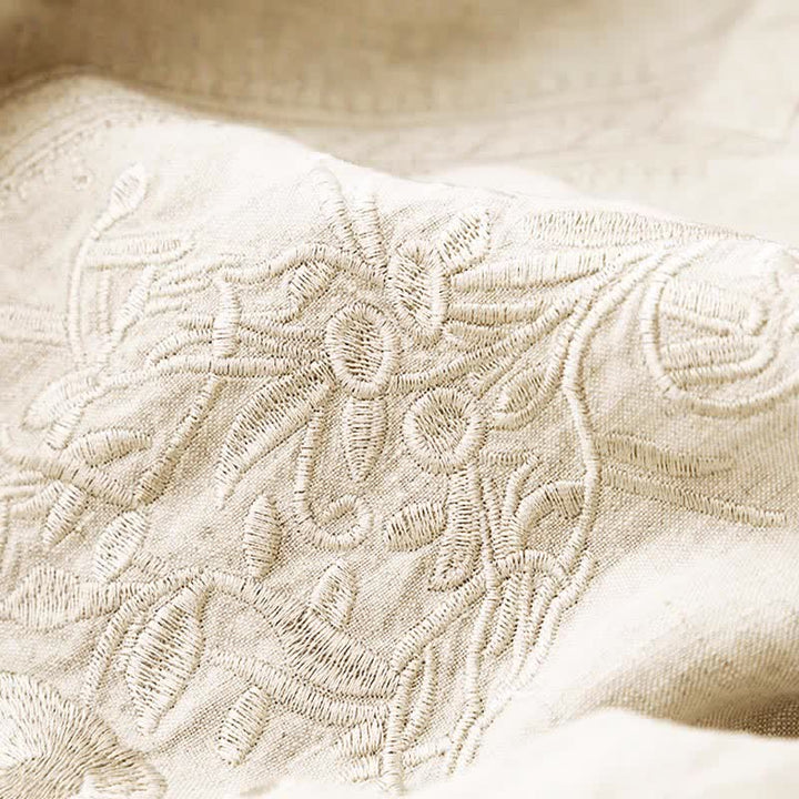 Buddha Stones Summer Embroidery Solid Women's Short Sleeve Dress With Pockets - image 10
