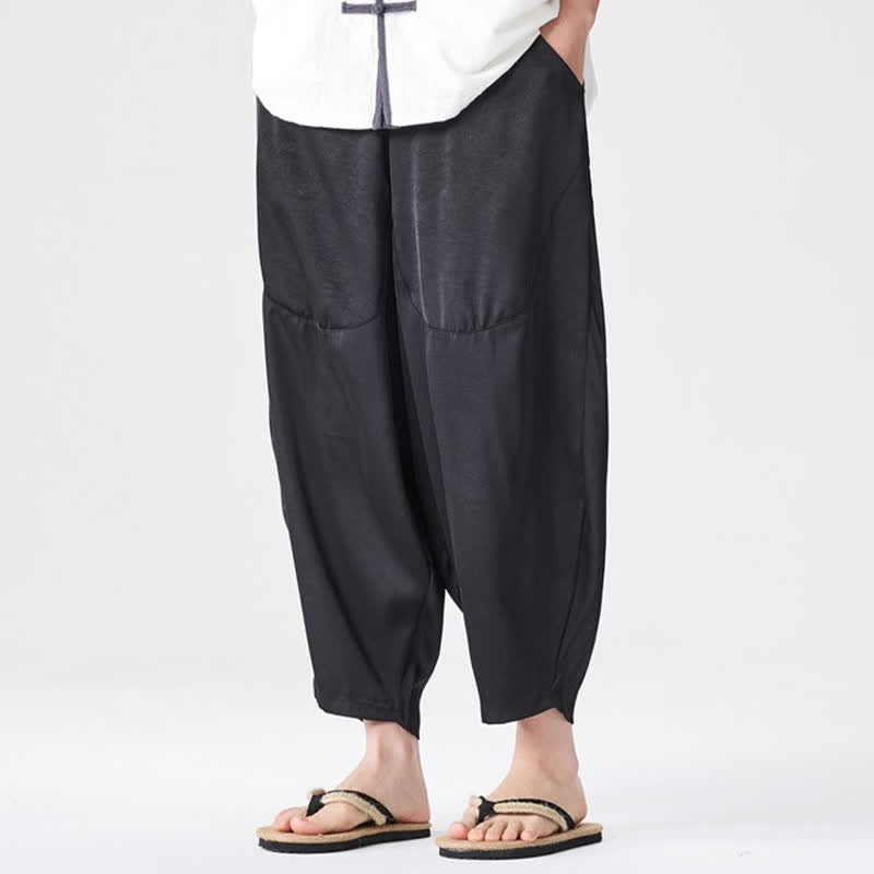 Buddha Stones Summer Casual Patch Pocket Solid Men's Harem Pants With Pockets - Black - US/UK/AU46，EU56 (5XL) - image 20