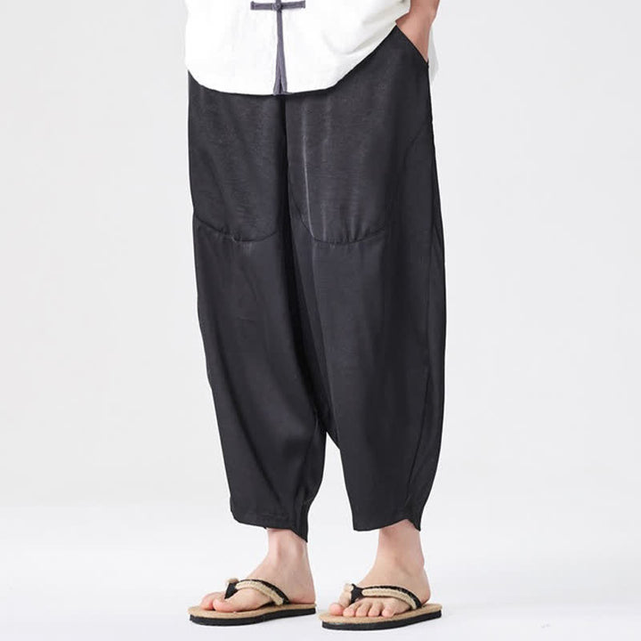 Buddha Stones Summer Casual Patch Pocket Solid Men's Harem Pants With Pockets - Black - US/UK/AU46，EU56 (5XL) - image 20