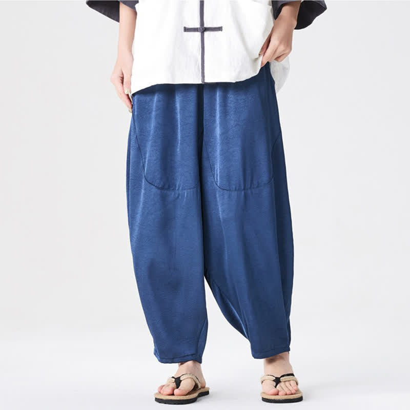 Buddha Stones Summer Casual Patch Pocket Solid Men's Harem Pants With Pockets - image 3