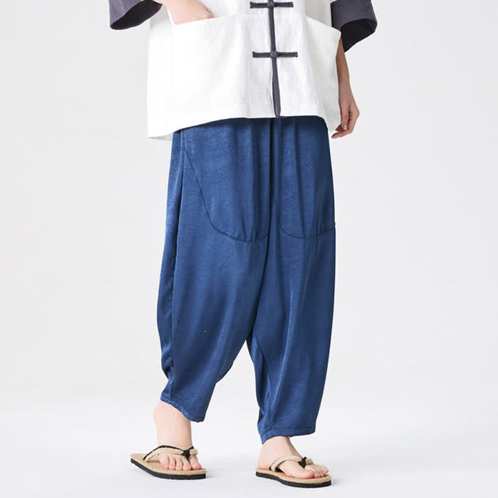 Buddha Stones Summer Casual Patch Pocket Solid Men's Harem Pants With Pockets - image 6