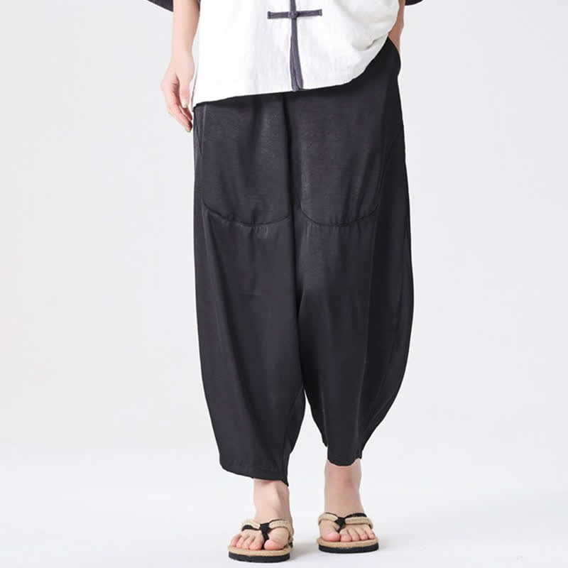 Buddha Stones Summer Casual Patch Pocket Solid Men's Harem Pants With Pockets - image 27