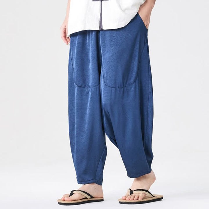 Buddha Stones Summer Casual Patch Pocket Solid Men's Harem Pants With Pockets - image 5