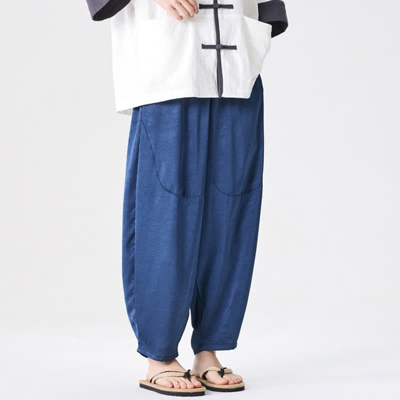 Buddha Stones Summer Casual Patch Pocket Solid Men's Harem Pants With Pockets - image 7