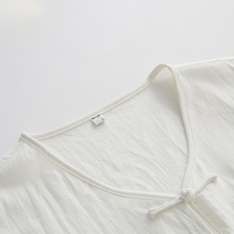 Buddha Stones Summer Tang Style Frog Button Side Slit Hollow Solid Men's Sleeveless Shirts Tank Top With Pockets - image 9