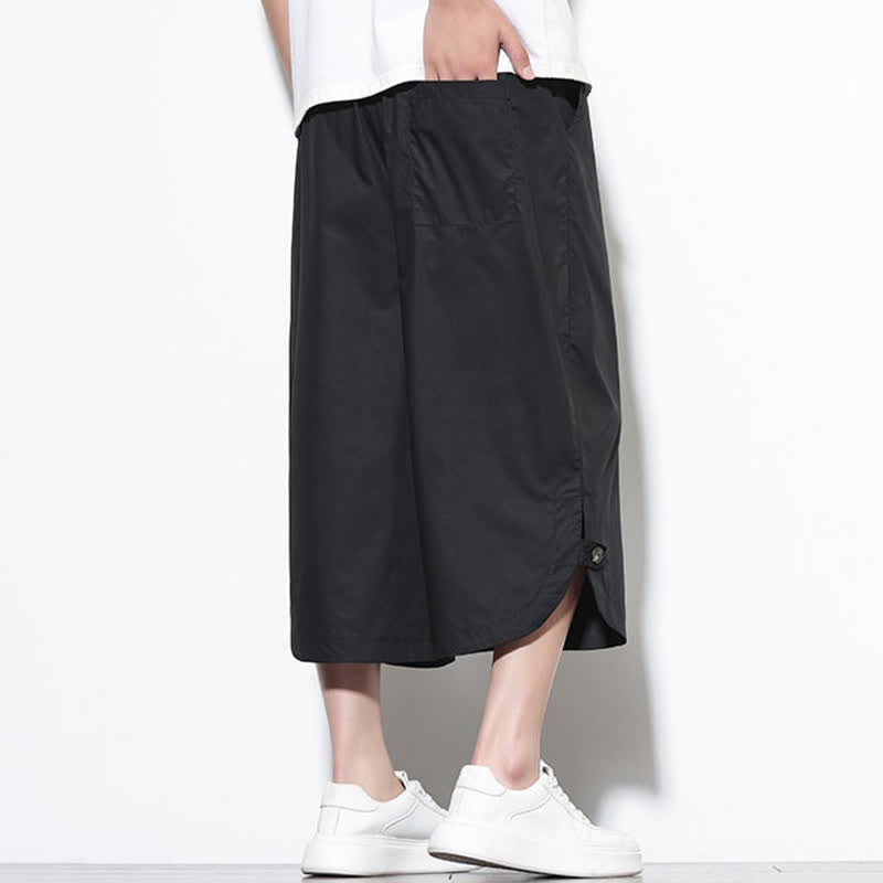 Buddha Stones Summer Casual Drawstring Side Slit Solid Cotton Men's Harem Pants With Pockets - image 11