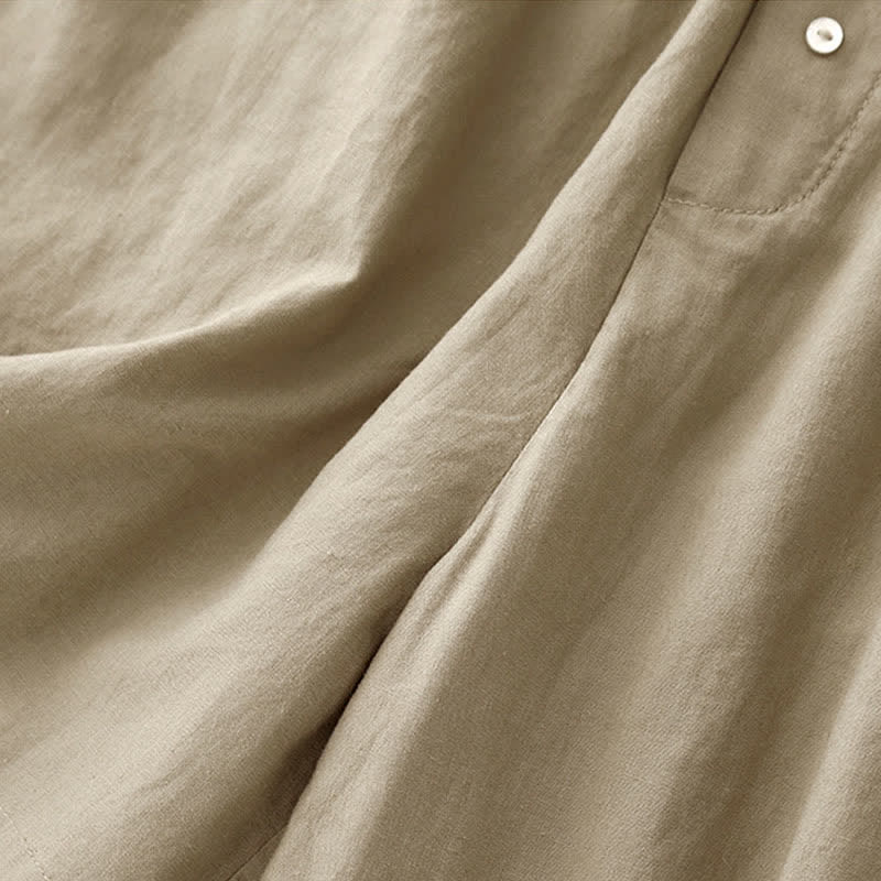Buddha Stones Summer Minimalist Button-Up Elastic Waist Solid Women's Shorts With Pockets - image 8