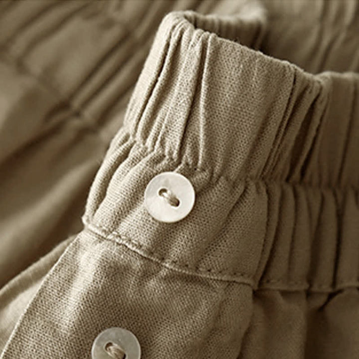 Buddha Stones Summer Minimalist Button-Up Elastic Waist Solid Women's Shorts With Pockets - image 4