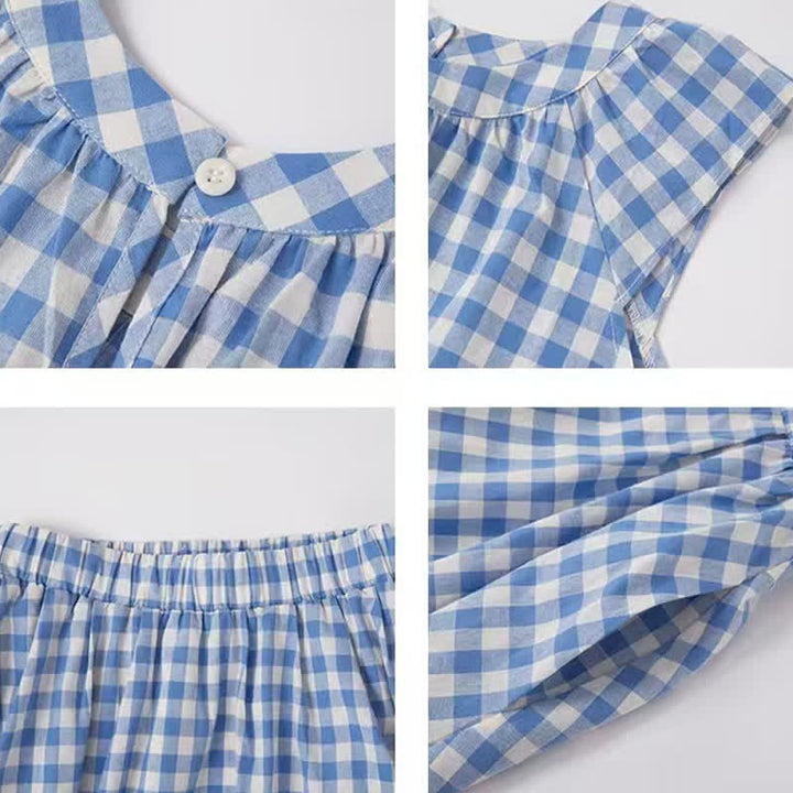 Buddha Stones Summer Pleated Yoke Gingham Check Women's Sleeveless T-Shirts Tank Top - image 8