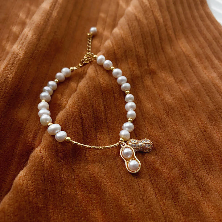 Buddha Stones Pearl Bead Peanut Good Things Happen Wisdom Bracelet - image 1