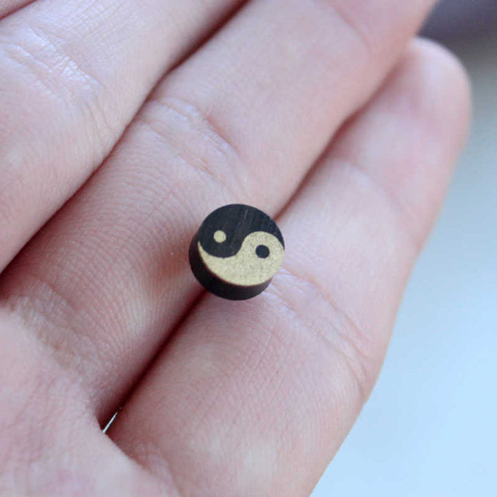 Buddha Stones Ebony Wood Yin Yang Balance Stud Earrings - image 8