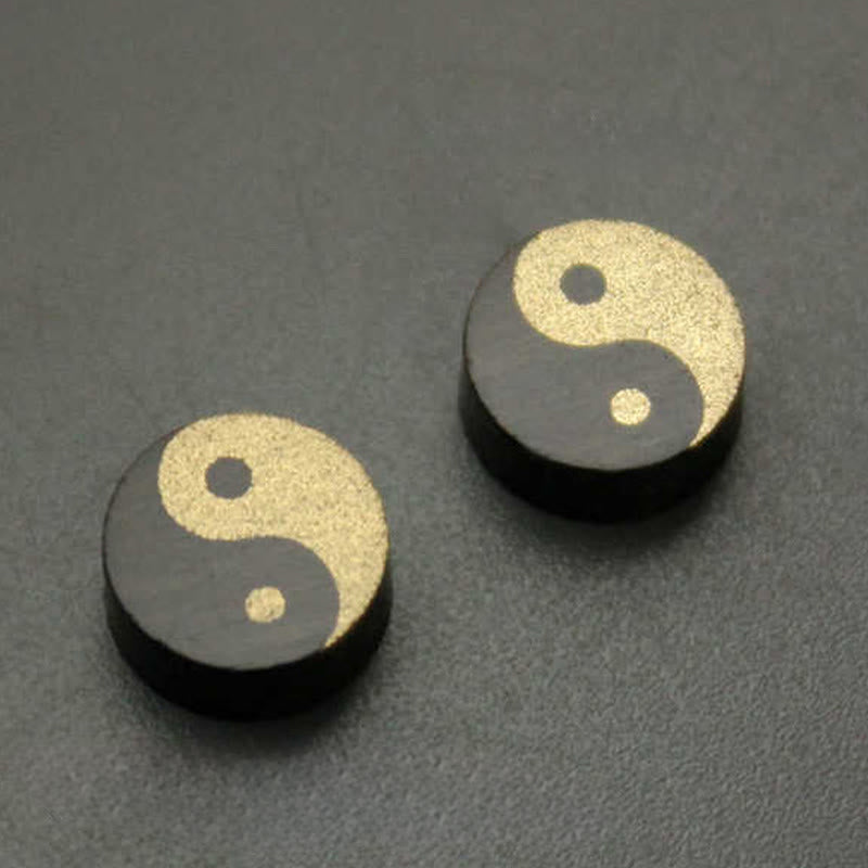 Buddha Stones Ebony Wood Yin Yang Balance Stud Earrings - image 10