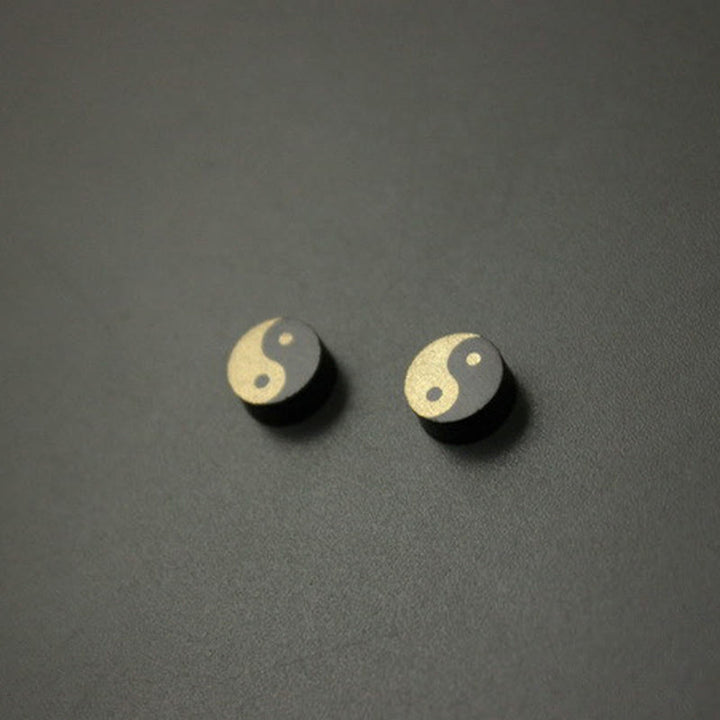 Buddha Stones Ebony Wood Yin Yang Balance Stud Earrings - image 9