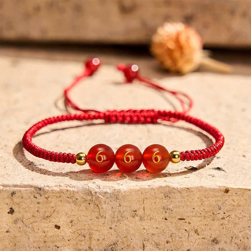 Buddha Stones Angel Number Red String Red Agate Beads Luck Braided Adjustable Bracelet - 666 Angel Number - Red String(Wrist Circumference 15-22cm) - image 18
