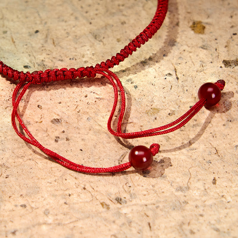 Buddha Stones Angel Number Red String Red Agate Beads Luck Braided Adjustable Bracelet - image 4