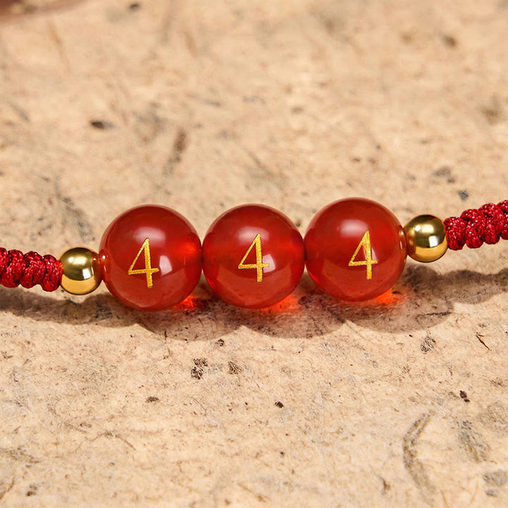 Buddha Stones Angel Number Red String Red Agate Beads Luck Braided Adjustable Bracelet - image 3