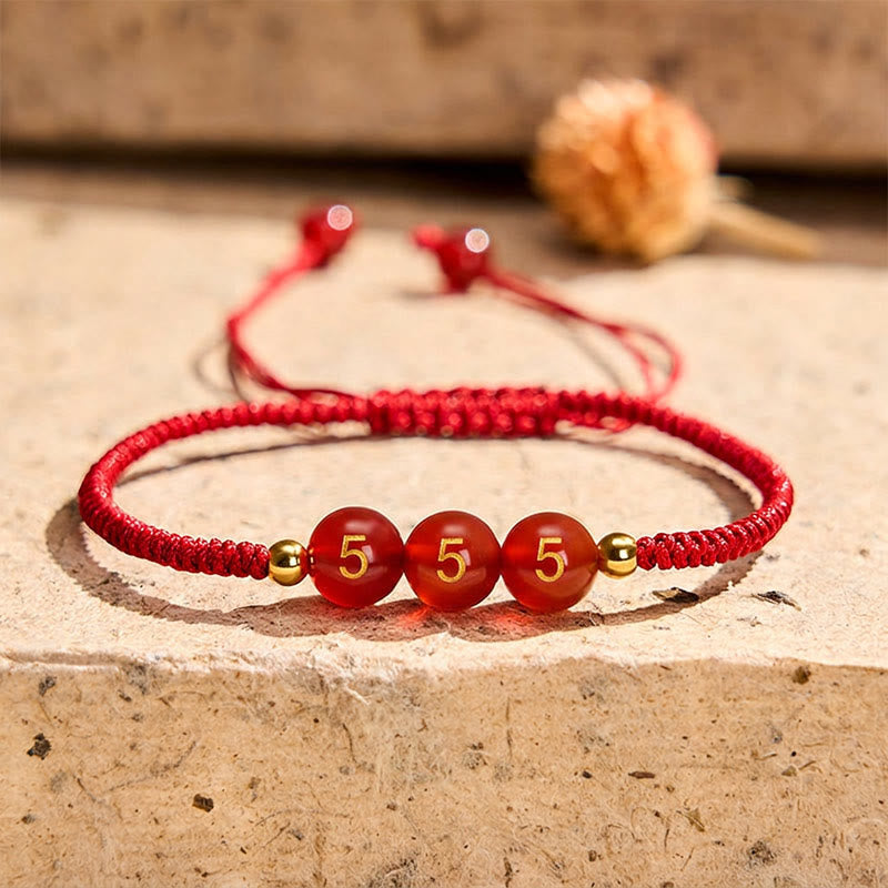 Buddha Stones Angel Number Red String Red Agate Beads Luck Braided Adjustable Bracelet - 555 Angel Number - Red String(Wrist Circumference 15-22cm) - image 16