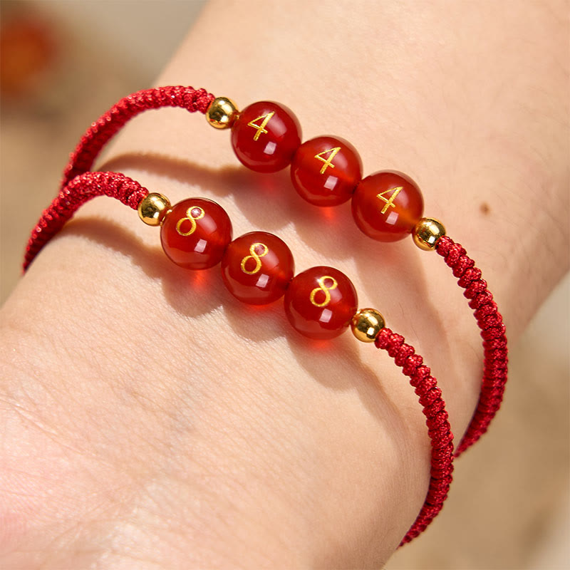 Buddha Stones Angel Number Red String Red Agate Beads Luck Braided Adjustable Bracelet - image 5