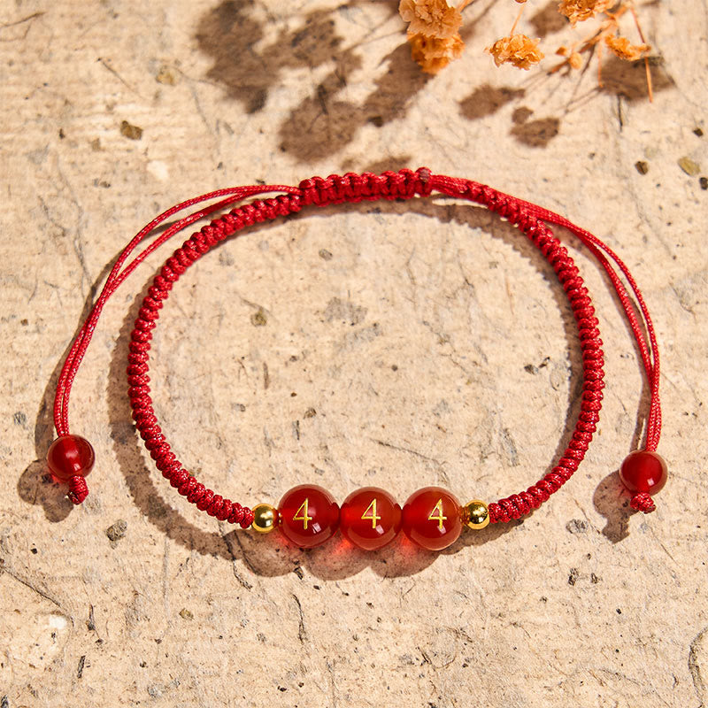 Buddha Stones Angel Number Red String Red Agate Beads Luck Braided Adjustable Bracelet - image 1