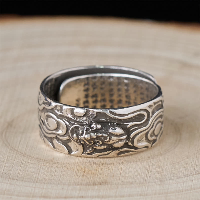 Buddha Stones Pixiu Heart Sutra Copper Adjustable Wealth Ring - image 10