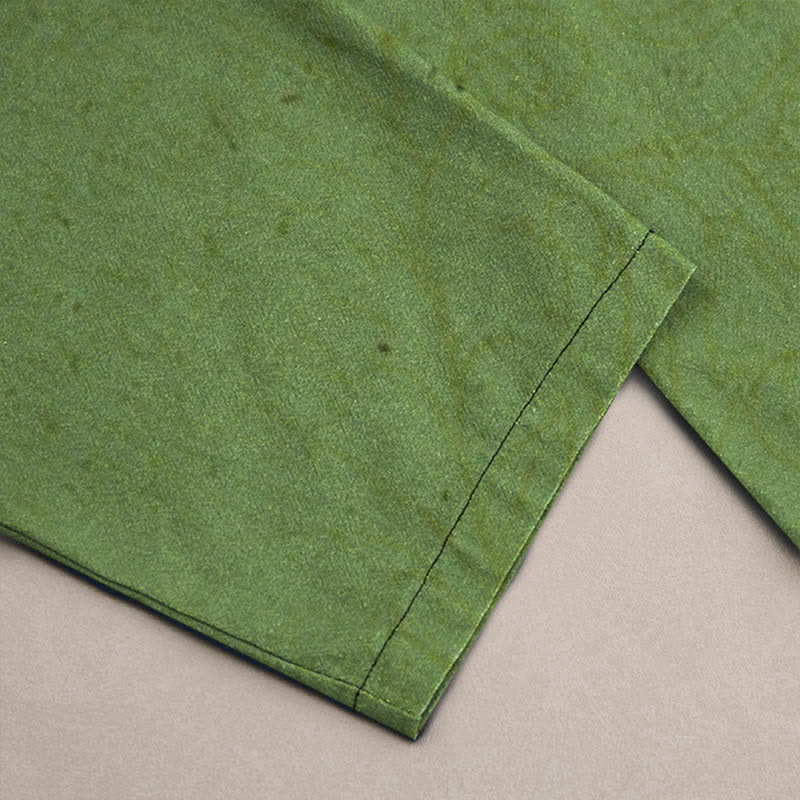 Buddha Stones Cotton Bamboo Leaves Ink Pattern Men's Tapered Pants With Pockets - image 3