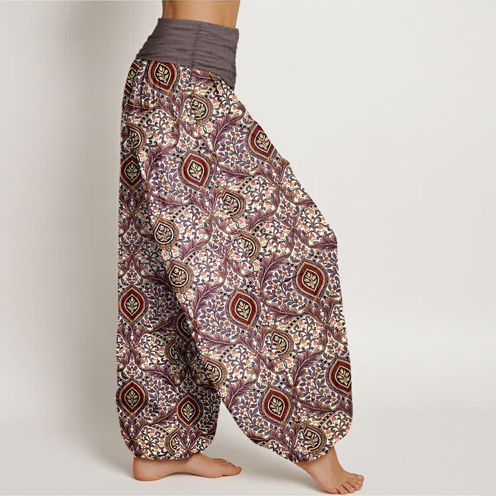 Buddha Stones Pure Cotton Paisley Diamond Pattern Women's Elastic Waist Harem Pants - image 4