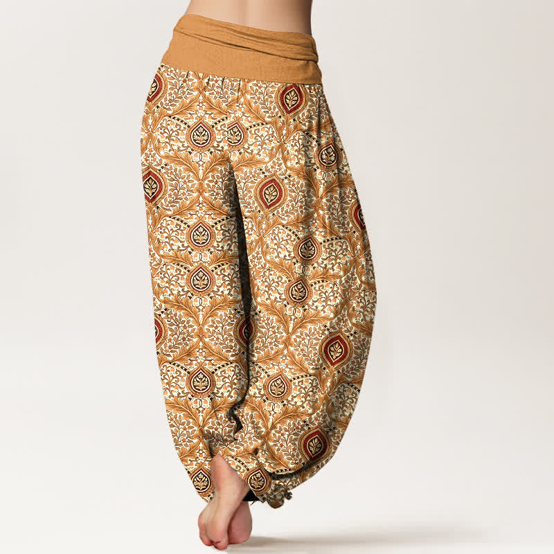 Buddha Stones Pure Cotton Paisley Diamond Pattern Women's Elastic Waist Harem Pants - image 8