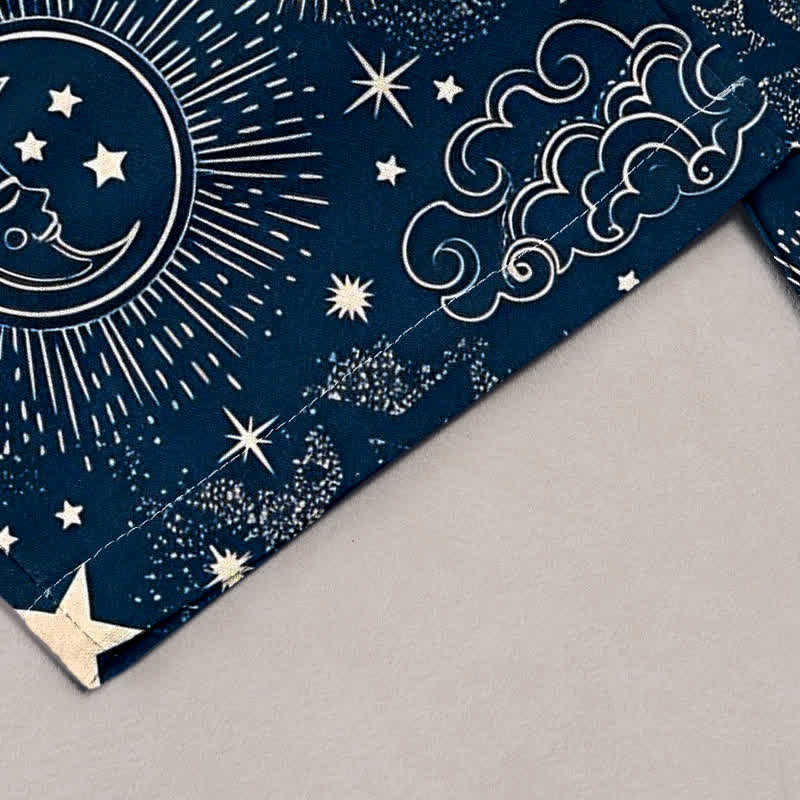 Buddha Stones Pure Cotton Celestial Sun Moon Stars Pattern Women's Elastic Waist Pants With Pockets - image 1