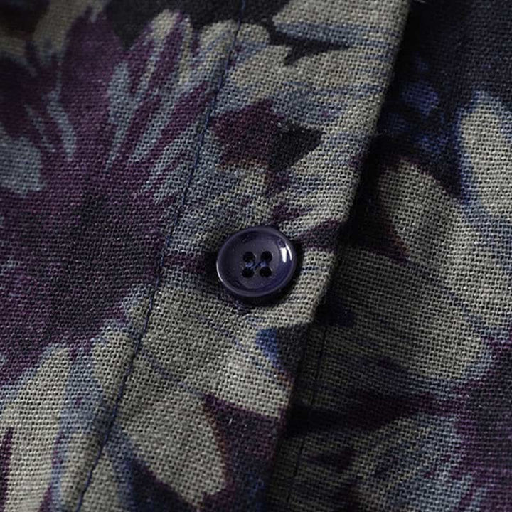 Buddha Stones Spring Vintage Mandarin Collar Button-Up Floral Print Women's Elbow-Length Sleeve Dress With Pockets - image 8
