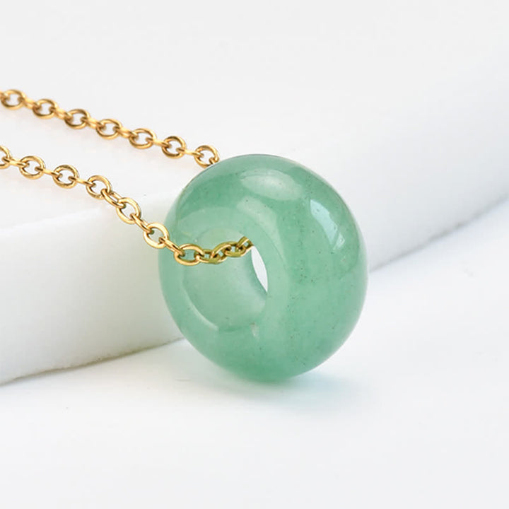 Buddha Stones Natural Rose Quartz Green Aventurine Round Crystal Healing Necklace - Natural Green Aventurine(Color May Vary) - image 5