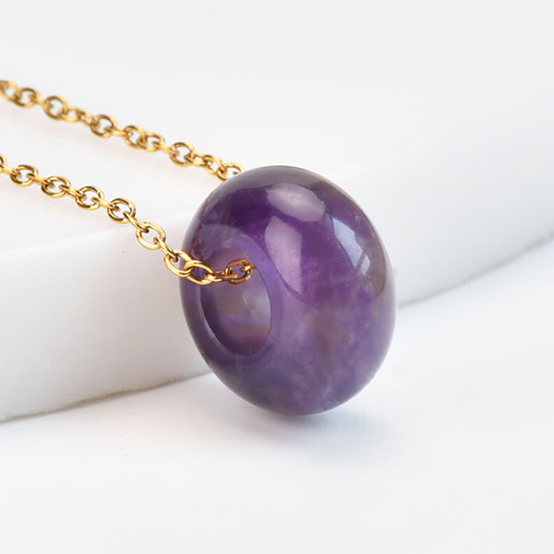 Buddha Stones Natural Rose Quartz Green Aventurine Round Crystal Healing Necklace - Natural Amethyst(Color May Vary) - image 16