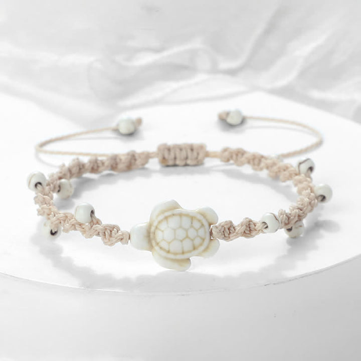 Buddha Stones Turquoise Turtle Design Braided Rope Protection Bracelet - Off-White Rope - image 9
