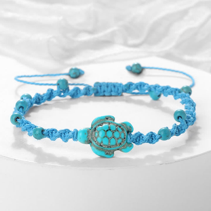 Buddha Stones Turquoise Turtle Design Braided Rope Protection Bracelet - Sky Blue Rope - image 16