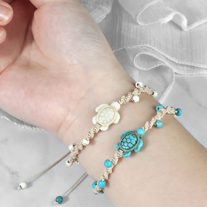 Buddha Stones Turquoise Turtle Design Braided Rope Protection Bracelet - image 24