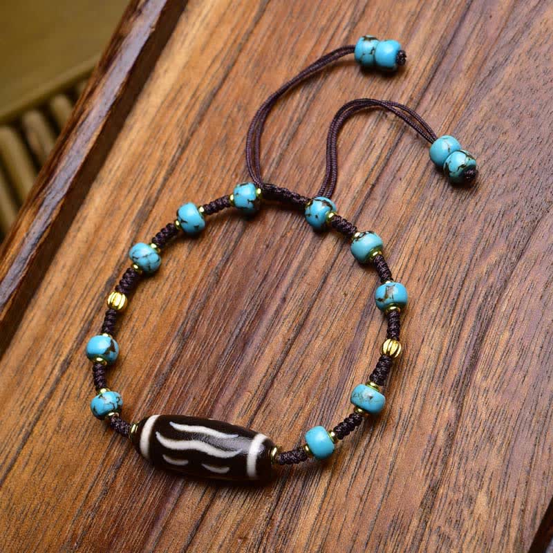 Buddha Stones Dzi Beads South Red Agate Braided Rope Protection Bracelet - Coconut Bead(Wrist Circumference:17-23cm) - image 6
