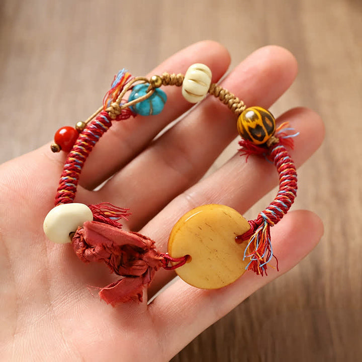 Buddha Stones Bone Fu Character Braided Rope Peace Bracelet - image 1
